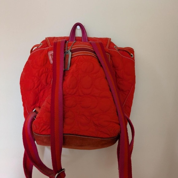 Red Quilted Coach Backpack - Picture 2 of 2